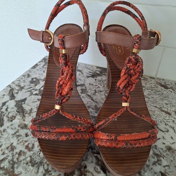Coach Red snake print platform sandals size 8.5 - Picture 1 of 11